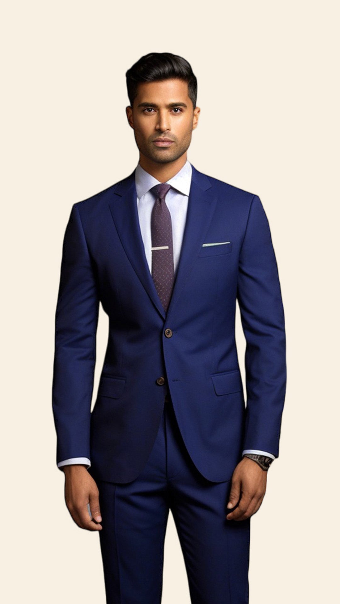 Custom Men's Blue Suit in Azure Shade - Crafted in Terry Rayon by BWO