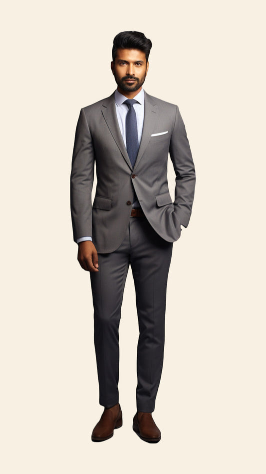 Bespoke Men's Grey Suit in Fossil Shade - Crafted in Terry Rayon by BWO