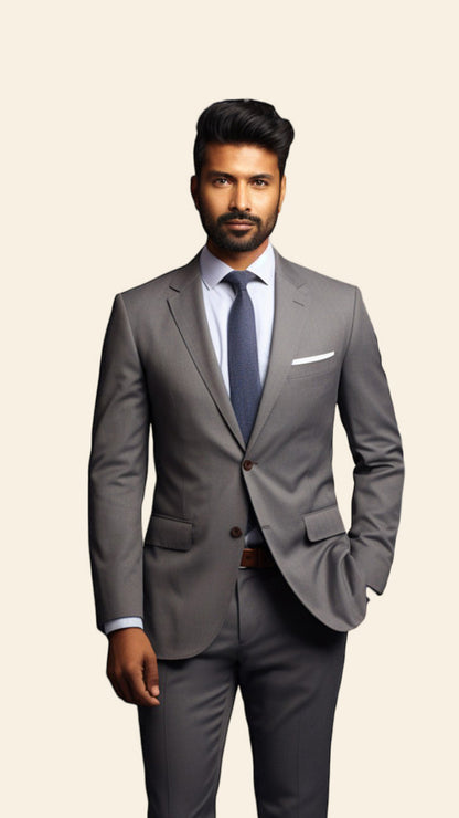 Bespoke Men's Grey Suit in Fossil Shade - Crafted in Terry Rayon by BWO