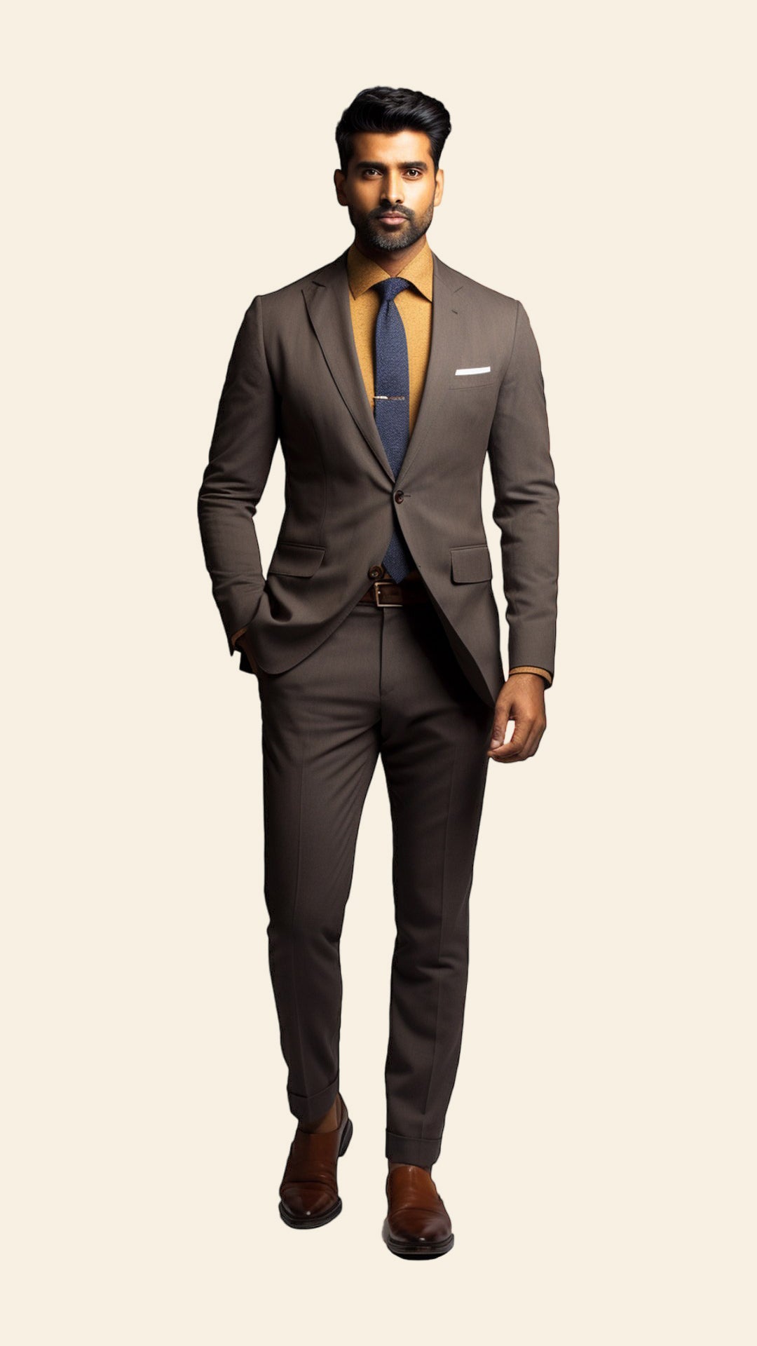 Bespoke Men's Brown Suit in Wood Shade - Crafted in Terry Rayon by BWO