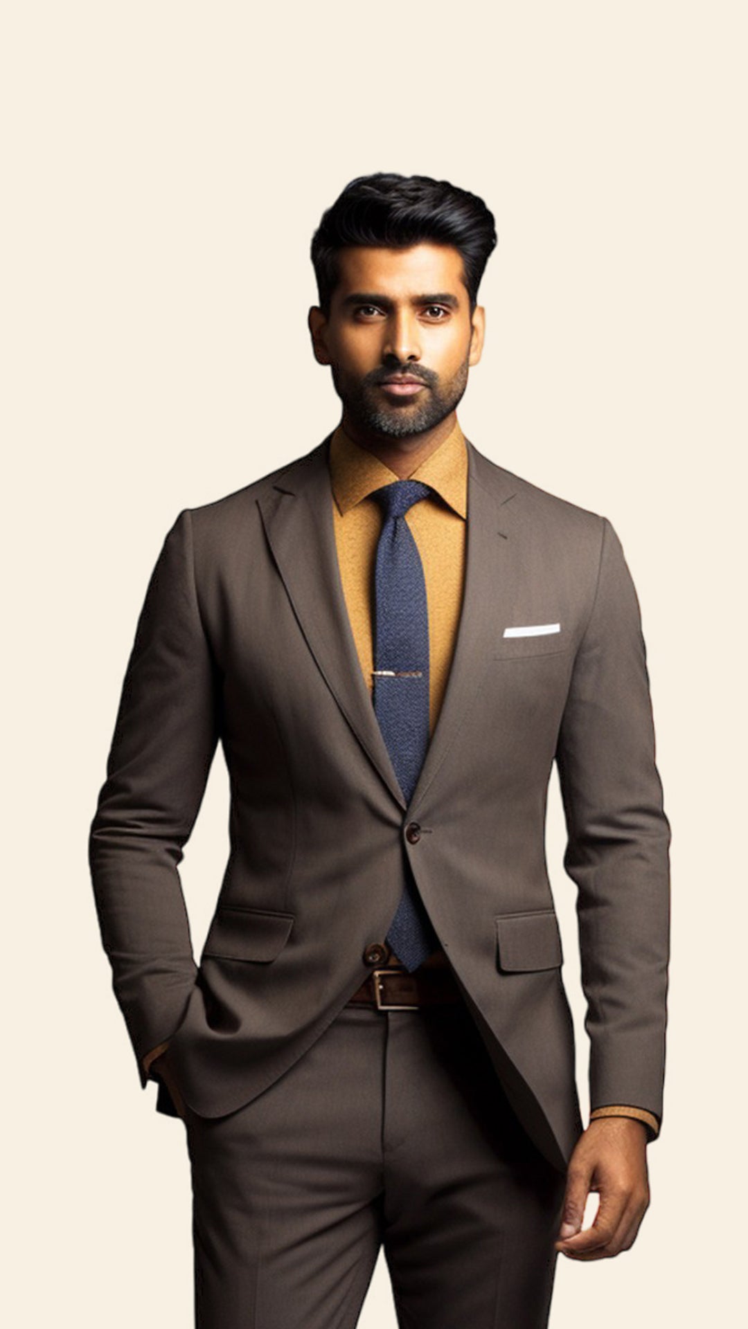 Bespoke Men's Brown Suit in Wood Shade - Crafted in Terry Rayon by BWO