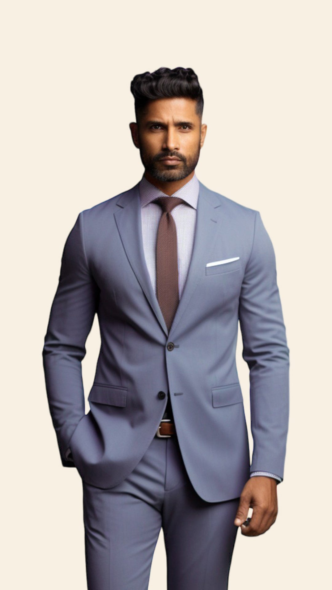 Bespoke Men's Grey Suit in Light Slate Shade - Crafted in Terry Rayon by BWO