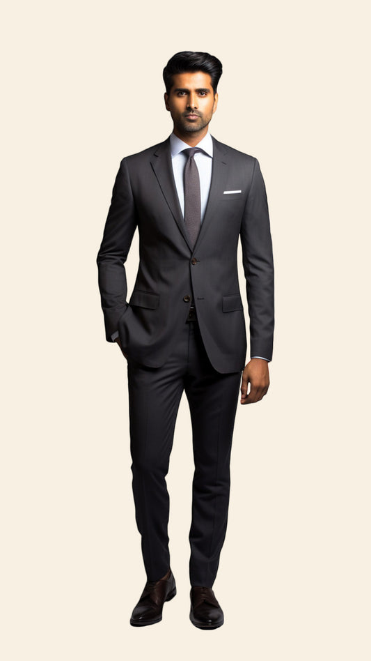 Custom Men's Grey Suit in Pebble Shade - Crafted in Terry Rayon by BWO