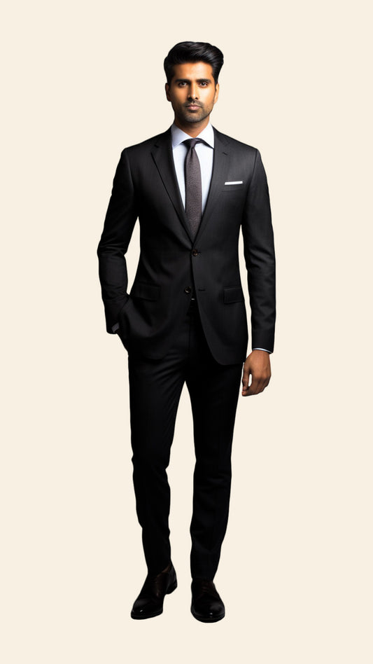 Custom Men's Suit in Black - Crafted in Terry Rayon by BWO