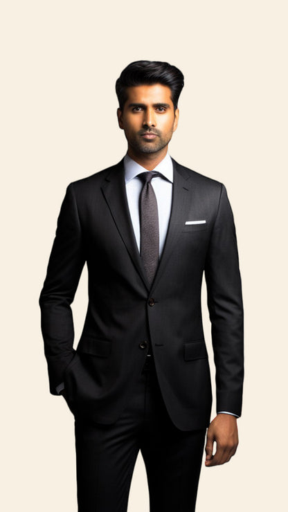 Custom Men's Suit in Black - Crafted in Terry Rayon by BWO