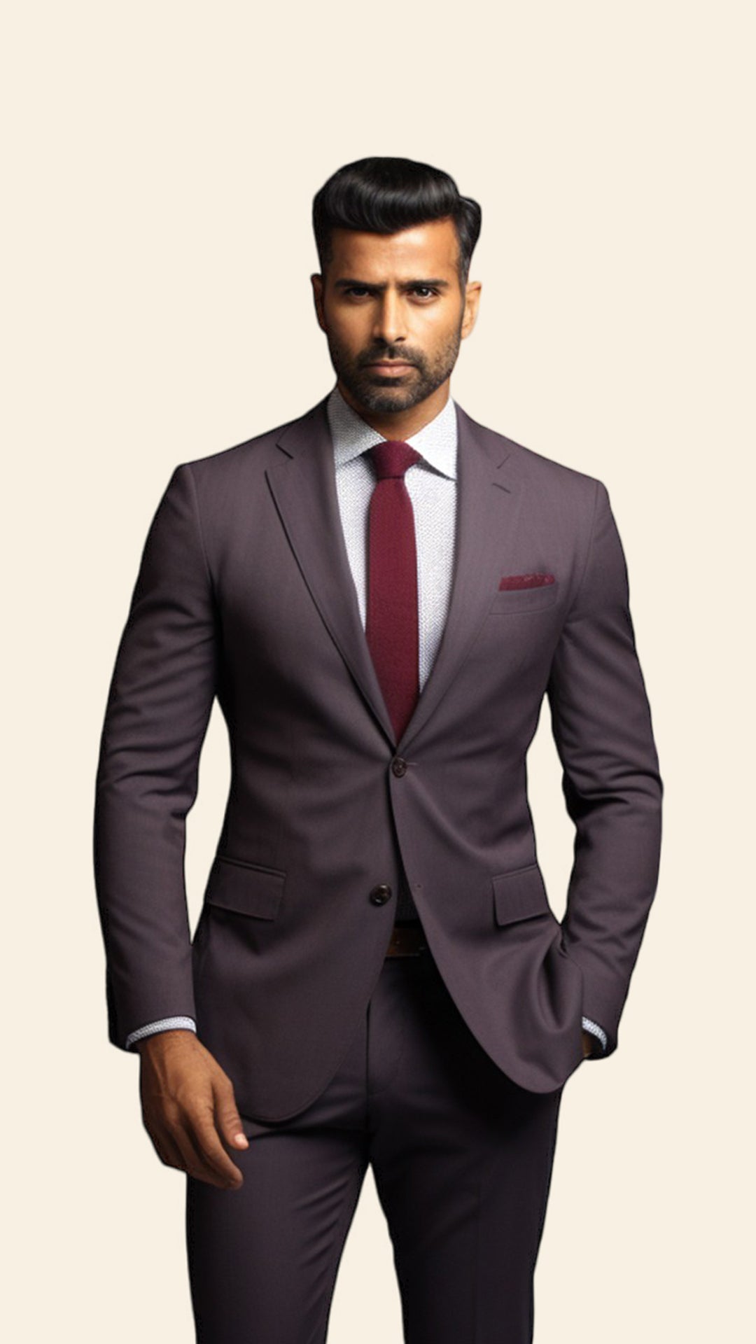 Custom Men's Wine Suit in Graphite Shade - Crafted in Terry Rayon by BWO