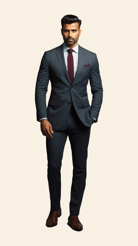 Custom Men's Grey Suit in Light Anchor Shade - Crafted in Terry Rayon by BWO