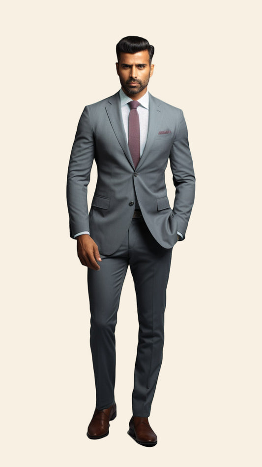 Custom Men's Grey Suit - Crafted in Terry Rayon by BWO