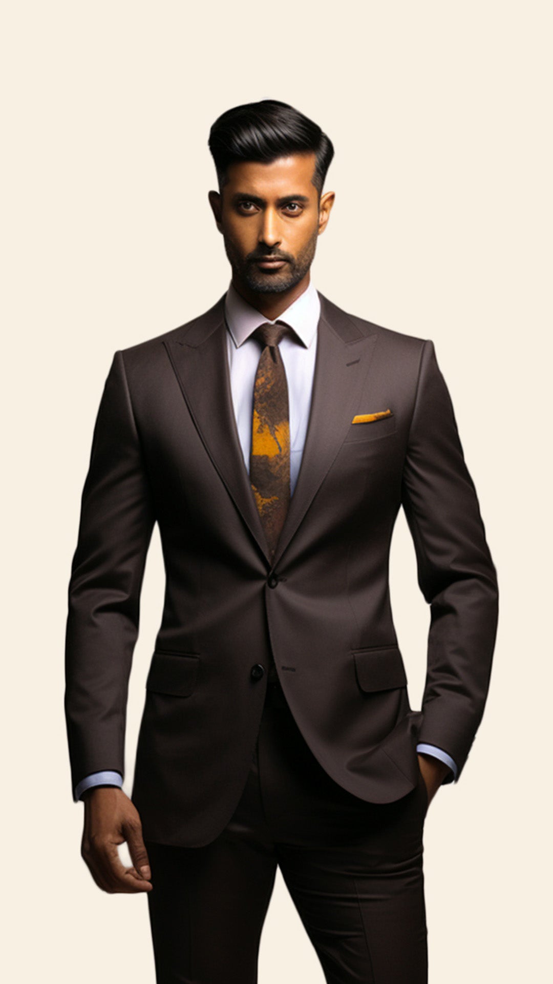 Custom Men's Brown Suit in Dark Umber Shade - Crafted in Terry Rayon by BWO