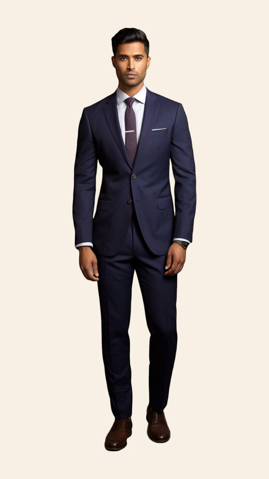 Bespoke Men's Blue Suit in Indigo Shade - Crafted in Terry Rayon by BWO