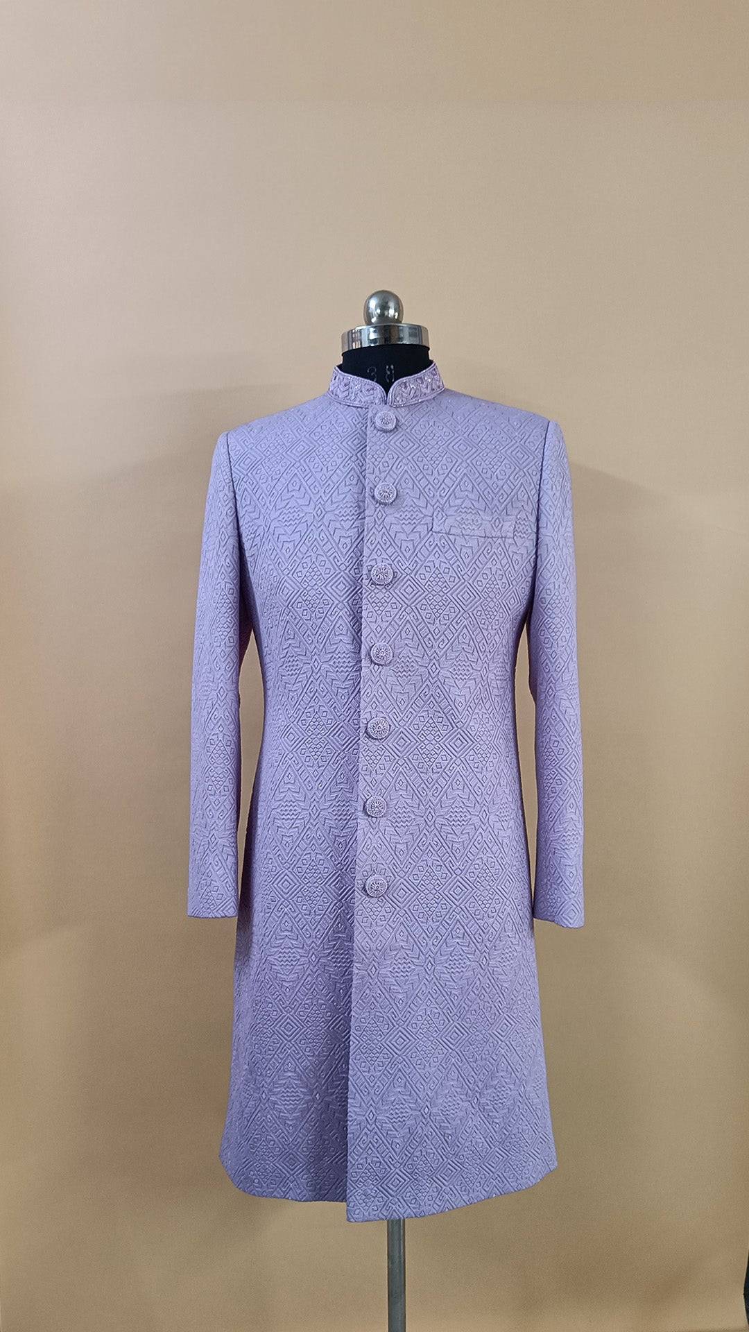 Buy Wedding Outfits Lavender Lucknowi Diamond Arrow Sherwani Set - Buyweddingoutfits