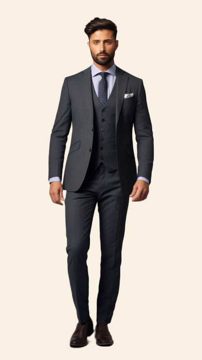 Bespoke Men's Three-Piece Grey Suit in Formal Shade - Crafted in Terry Rayon by BWO