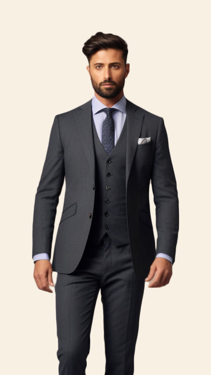 Bespoke Men's Three-Piece Grey Suit in Formal Shade - Crafted in Terry Rayon by BWO
