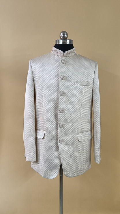 Buy Wedding Outfits Ivory Quilted Jodhpuri Set - Buyweddingoutfits